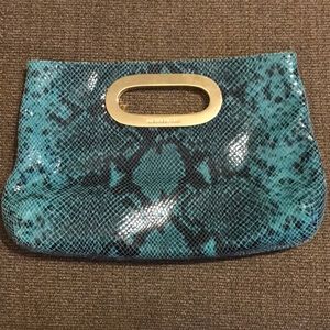 Michael Kors Turq/Black Snakeskin Pattern Clutch